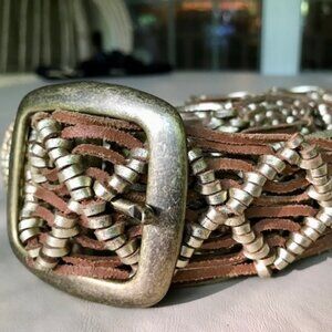 Fossil woven leather belt M